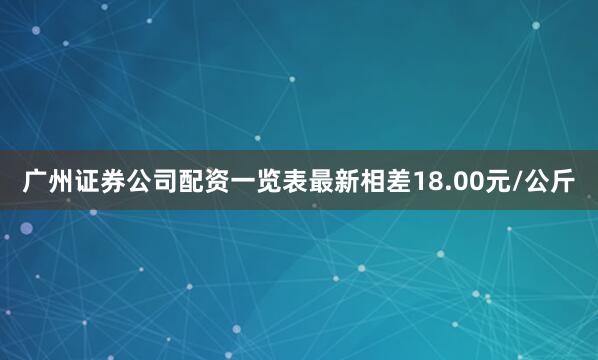 广州证券公司配资一览表最新相差18.00元/公斤